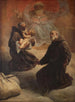 Sint Felix Cantalicio met het Kind Jezus en God de Vader - School van Madrid — weergave van het kunstwerk