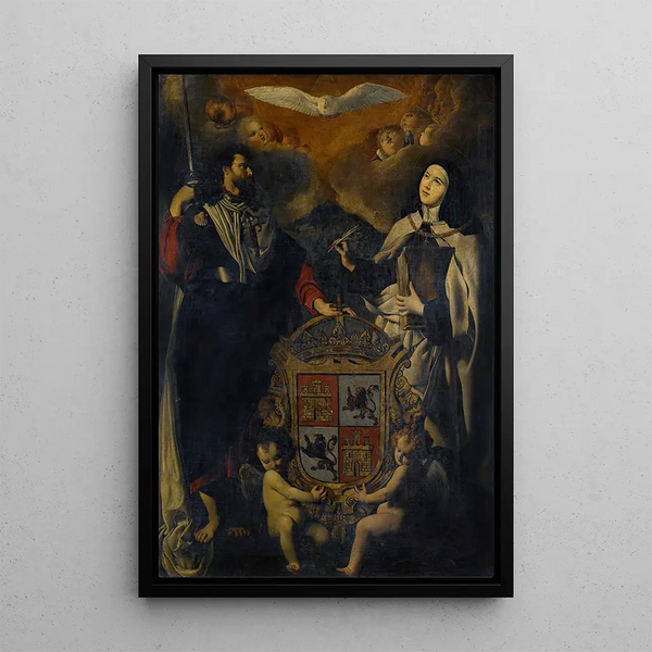 School Of Madrid - Saint James The Greater With Saint Teresa Of Avila The Coat Of Arms Of Castile And Len Between Them.webp