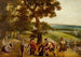 De verzoening van Jacob en Esau in een uitgestrekt bebost landschap - School van Anton Mirou — weergave van het kunstwerk