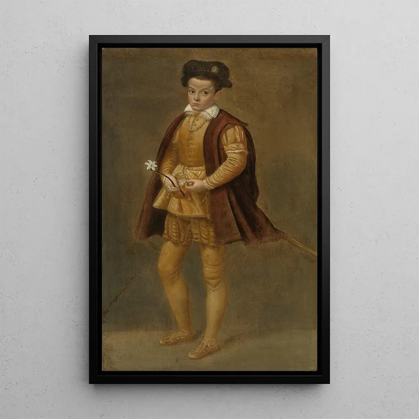 Portrait en pied van een jongen - Ecole de Crémone — ingelijst kunstwerk aan de muur