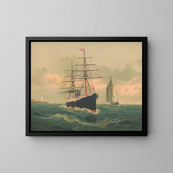 Ingang in de haven van Boston - Schultz Co Lith — ingelijst kunstwerk aan de muur
