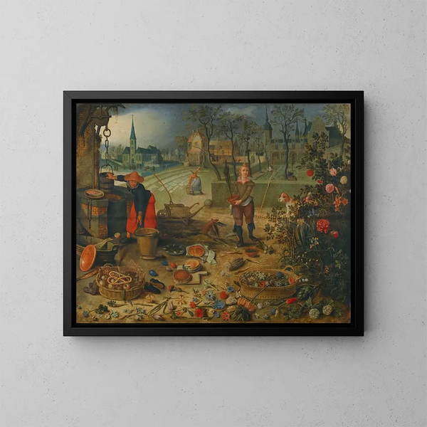 An Allegory of Spring - Sebastian Vrancx — framed artwork on a wall