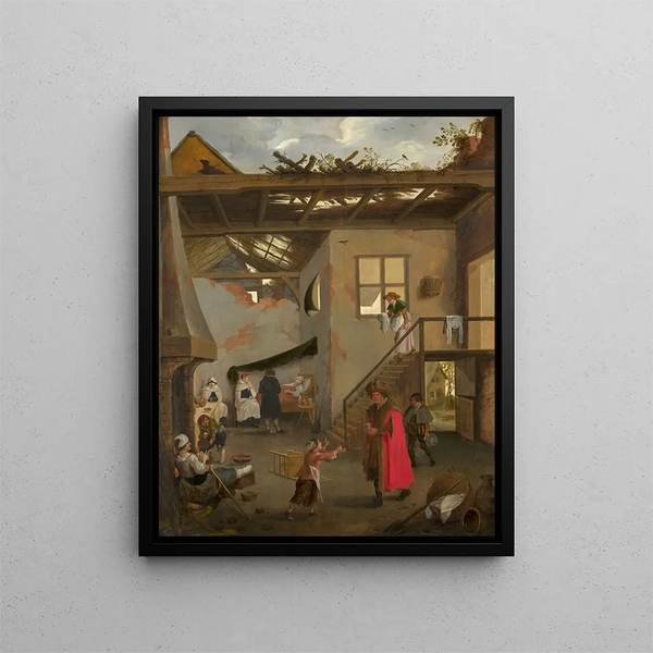 Visit to the Sick - Sebastian Vrancx — framed artwork on a wall