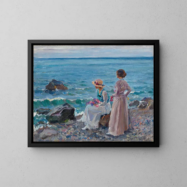 Women by the Sea - Sergei Arsenevich Vinogradov — framed artwork on a wall