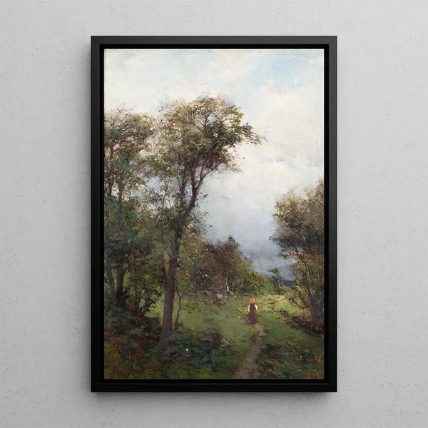 Een meisje uit Dalarna op de weg - Severin Nilsson — ingelijst kunstwerk aan de muur