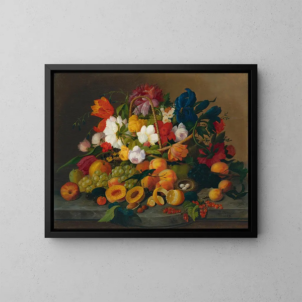 Fruit and Flower Painting - Severin Roesen — framed artwork on a wall