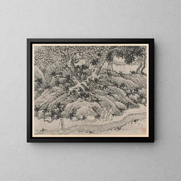 The Spring of Fools - Shen Zhou — framed artwork on a wall