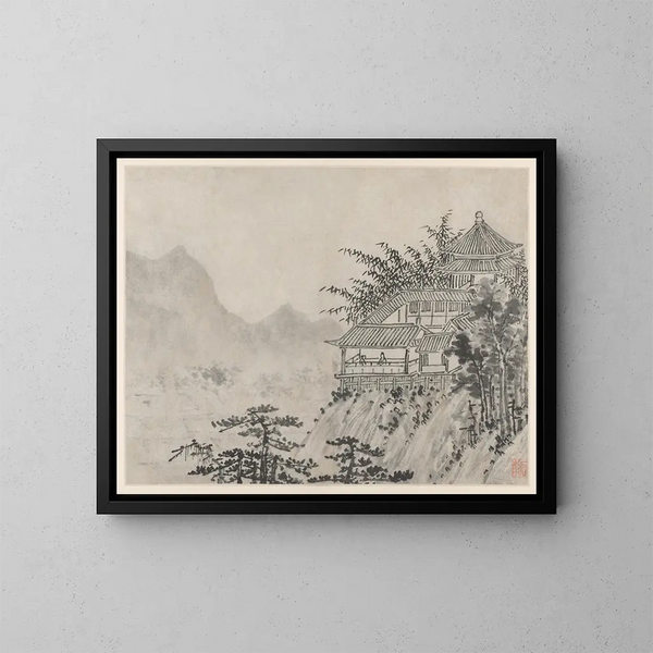 Les Mille Acres de Nuages - Shen Zhou — framed artwork on a wall
