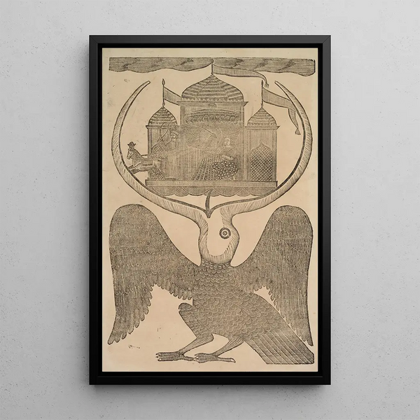 Jatayu entrave le char de Ravana en essayant d'empêcher l'enlèvement de Sita - Shri Gobinda Chandra Roy — ingelijst kunstwerk aan de muur