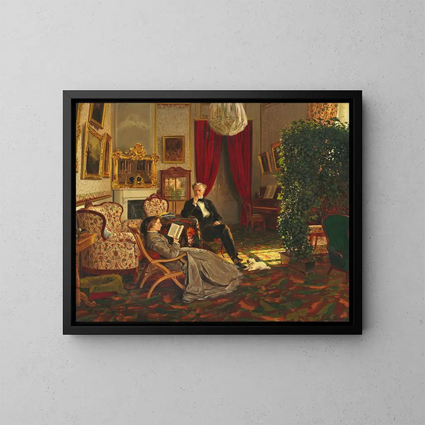 Interior painting of Glorup - Siegwald Dahl — framed artwork on a wall