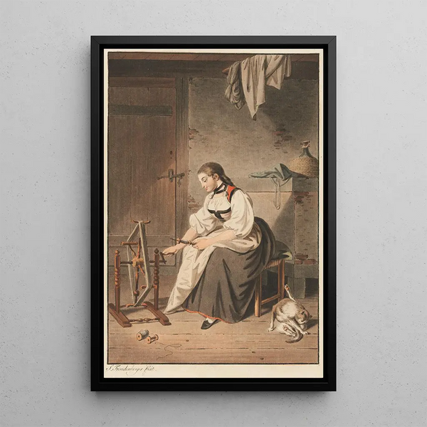 La Dévideuse - Sigmund Freudenberger — framed artwork on a wall