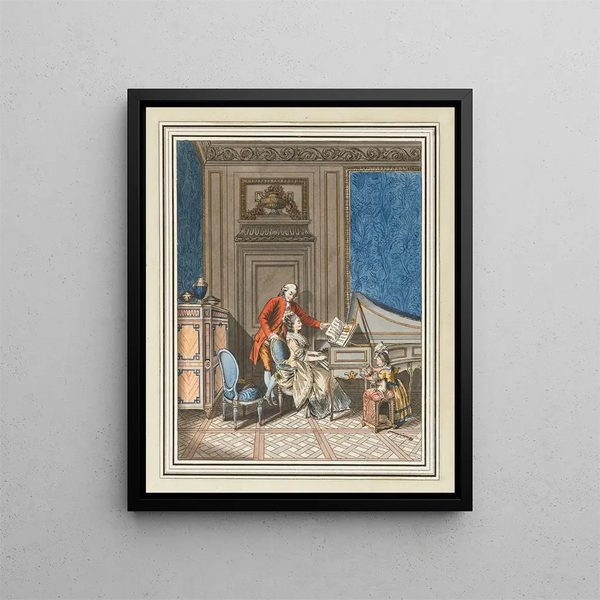 De klavecisschool - Sigmund Freudenberger — ingelijst kunstwerk aan de muur