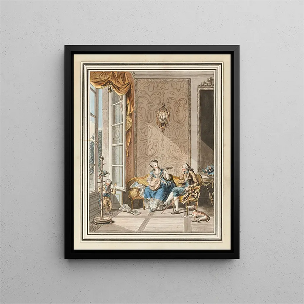 De gitaarles - Sigmund Freudenberger — ingelijst kunstwerk aan de muur