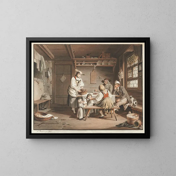 The Peasant Meal - Sigmund Freudenberger — framed artwork on a wall