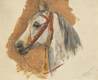 Sigmund LAllemand - A Horses Head with Red Bridle.webp