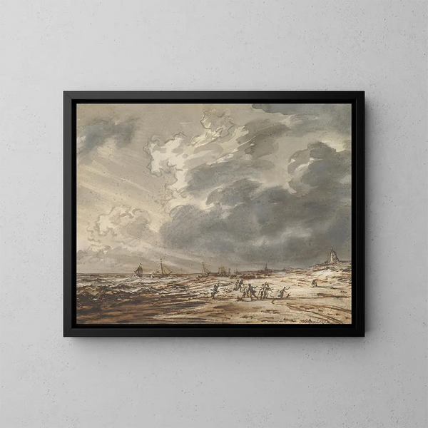 La Plage à Scheveningen - Simon Andreas Krausz — framed artwork on a wall