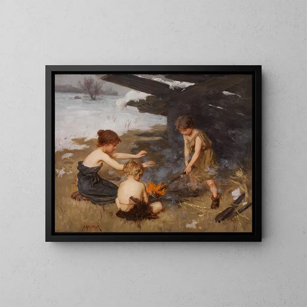 The campfire - Simon Glücklich — framed artwork on a wall