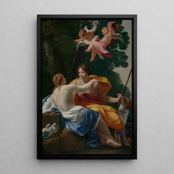 Venus and Adonis - Simon Vouet — framed artwork on a wall
