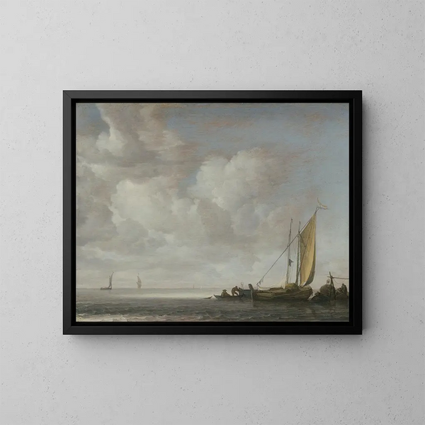 Calm Sea Painting - Simon de Vlieger — framed artwork on a wall
