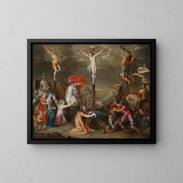 Crucifixion - Simon de Vos — framed artwork on a wall
