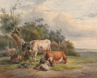 Simon van den Berg - Landschap met vee bij een boom.webp