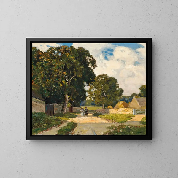 On the road to Tewkesbury - Sir Alfred East — framed artwork on a wall