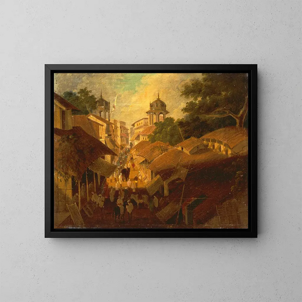 Rue à Patna - Sir Charles D'Oyly — framed artwork on a wall