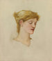 Hoofd van een vrouw - Sir Edward Coley Burne-Jones — weergave van het kunstwerk