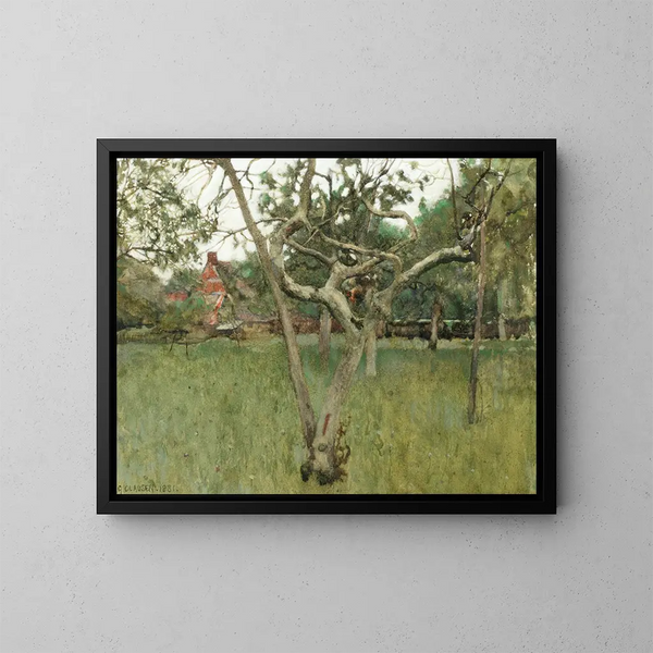 Garden landscape painting - Sir George Clausen — framed artwork on a wall