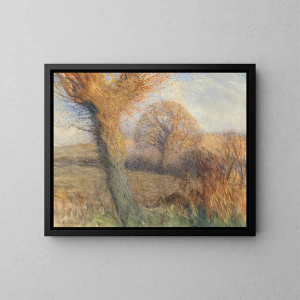 Winter Evening - Sir George Clausen — framed artwork on a wall