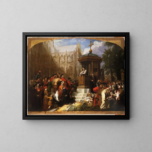 Latimer Preaching at Paul's Cross - Sir George Hayter — framed artwork on a wall