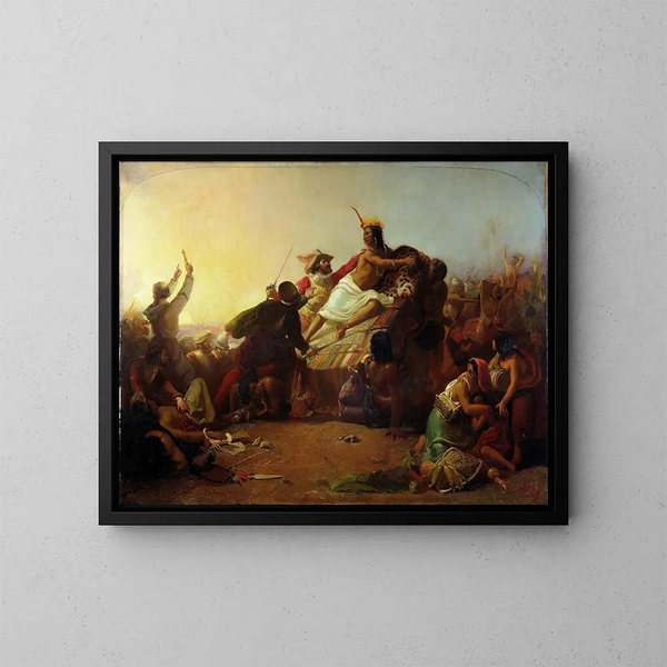 Pizarro die de Inca van Peru vastlegt - Sir John Everett Millais — ingelijst kunstwerk aan de muur
