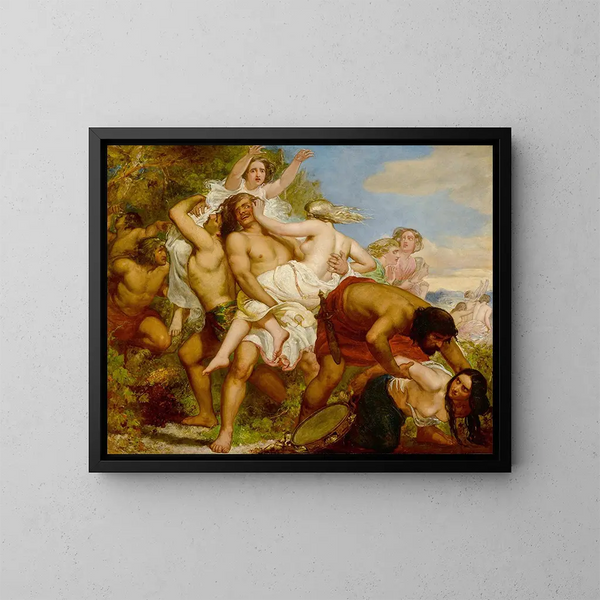 La tribu de Benjamin en het wegnemen van de meisjes van Shiloh in de wijngaarden - Sir John Everett Millais — ingelijst kunstwerk aan de muur