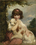 Een jong meisje en haar hond - Sir Joshua Reynolds — weergave van het kunstwerk