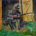 Soldat de la milice en train de chanter - Hiasl Maier-Erding — displayed in an interior