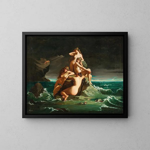 De oceàniden betreuren het lot van Prometheus - Spaanse school — ingelijst kunstwerk aan de muur
