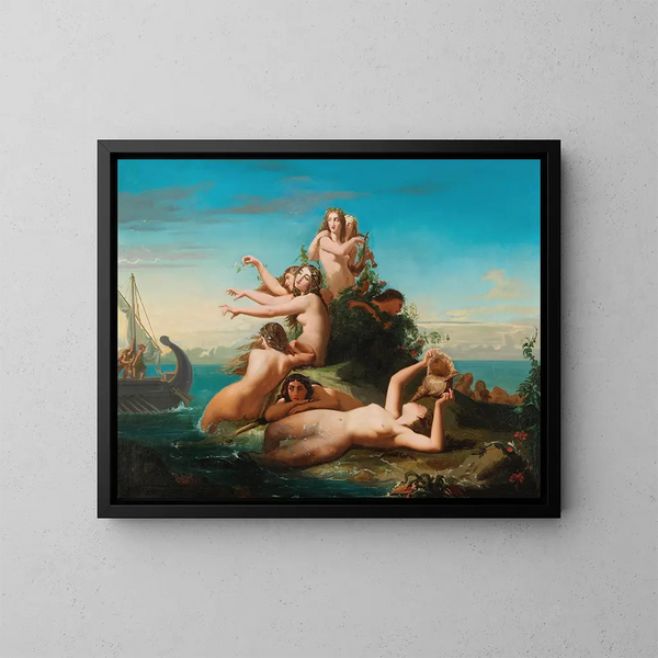 L'appel des sirènes pour Ulysse - Spaanse school — ingelijst kunstwerk aan de muur