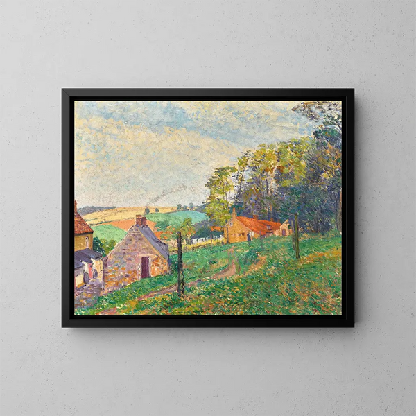 Landscape Painting with Cottages - Spencer Frederick Gore — framed artwork on a wall