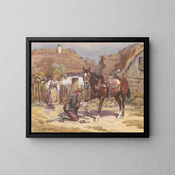 A Horse Keeper - Stanisław Bagieński — framed artwork on a wall