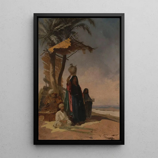 Stanisaw Chlebowski - Eastern genre scene under a palm tree.webp