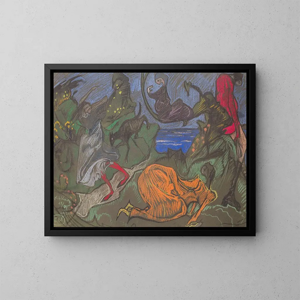 Compositie met bewegende figuren - Stanisław Ignacy Witkiewicz — ingelijst kunstwerk aan de muur