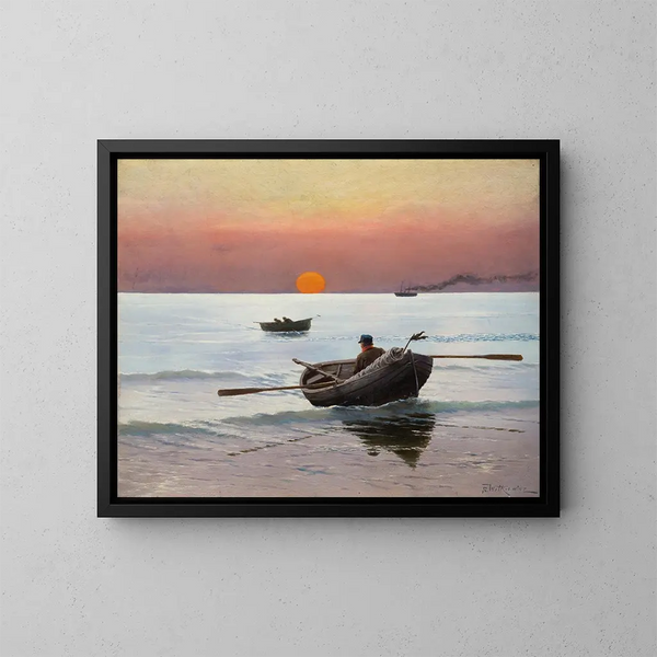 Zonsondergang op zee - Stanisław Witkiewicz — ingelijst kunstwerk aan de muur