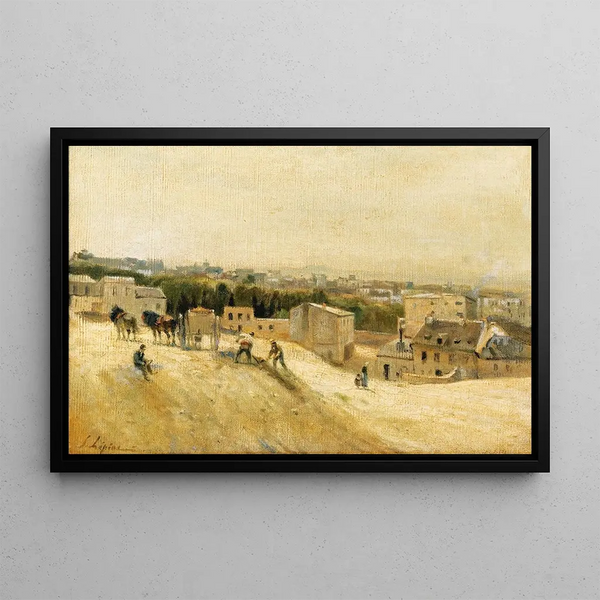 De arbeiders, oude drinkbak van Montmartre - Stanislas Lépine — ingelijst kunstwerk aan de muur