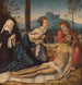 La Lamentatie van Christus aan het kruis met een schenker - Atelier van Bernard van Orley — weergave van het kunstwerk
