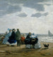 op het strand van Dieppe - Eugène Boudin — weergave van het kunstwerk