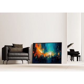 Tableau Abstrait – Convergence Chromatique | Affiche Murale Dynamique aux Couleurs Contrastées et Silhouettes Évanescentes