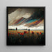 Abstract Schilderij – Suspended Spark | Surreal Poster met Bloemenveld en Textuurlijke Hemel
