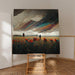 Abstract Schilderij – Suspended Spark | Surreal Poster met Bloemenveld en Textuurlijke Hemel