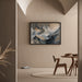 Abstract Schilderij – Minerale Elevatie | Poster Wandmontage Gestileerde Berg met Neutrale Tinten en Gouden Details