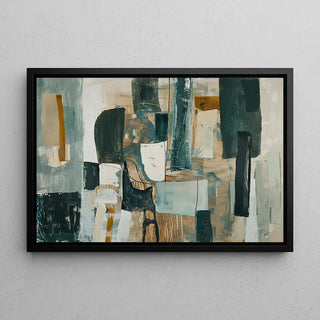 Tableau Abstrait – Équilibre Silencieux | Affiche Murale Contemporaine aux Tons Neutres et Formes Structurées | Déco Apaisante pour Salon ou Bureau